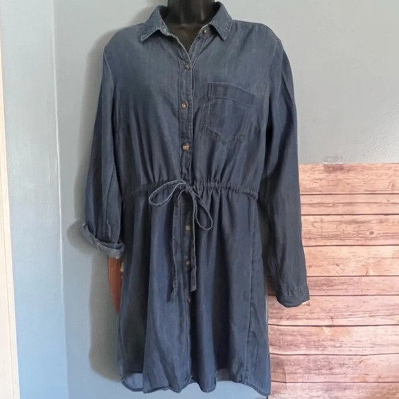 Abercrombie and Fitch Chambray Jean Denim Shirt Dress Size M - Picture 8 of 8